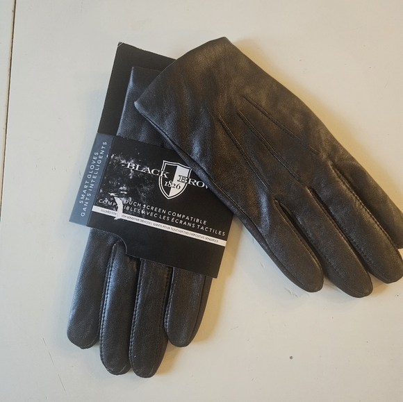 NWT Black Brown 1826 Touch Screen Leather Gloves - Picture 1 of 5